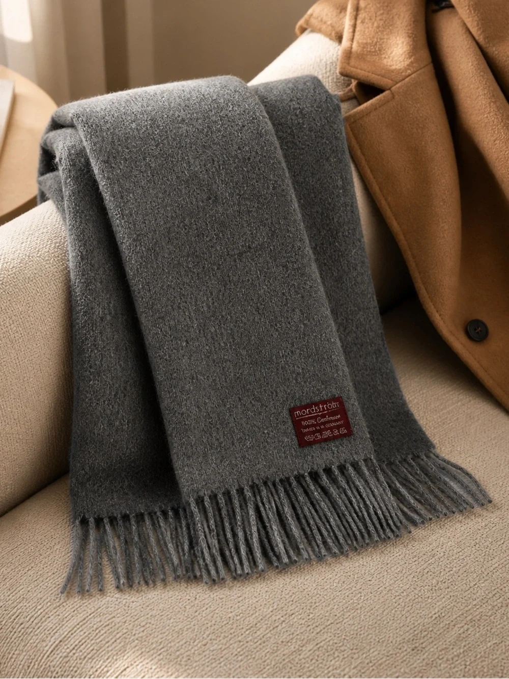 100% Cashmere Scarf Gray Soft Winter Scarf Classic Luxury Made in Germany
